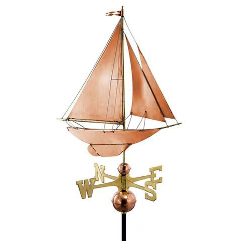 Image of Good Directions Farmhouse Copper Racing Sloop Weathervane - H95 x W61 x L44cm Copper Unisex