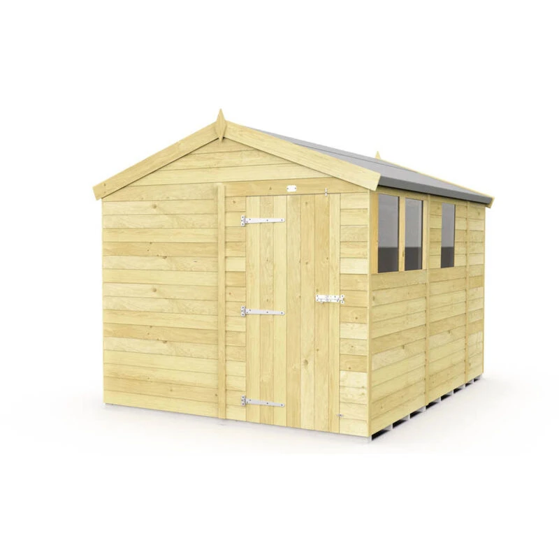 Image of Flat Pack Sheds DIY Sheds 8 x 9 Apex Shed, Brown 8X9AFF