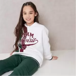 Image of I Saw It First Girls Team Spirit Embroidered Heavyweight Fleeceback Sweatshirt - Green