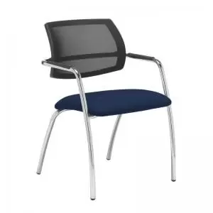 Image of Tuba chrome 4 leg frame conference chair with half mesh back - Costa