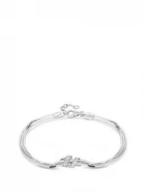 Image of Simply Silver Sterling Silver 925 Cubic Zirconia Station Slinky Bracelet