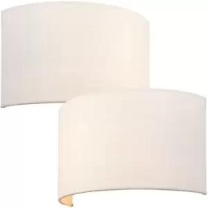 Image of 2 PACK Fabric LED Wall Light Vintage White Semi Circle Linen Shade Lamp Fitting