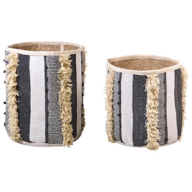 Image of Beliani Set Of 2 Baskets Kotkai Cotton Grey