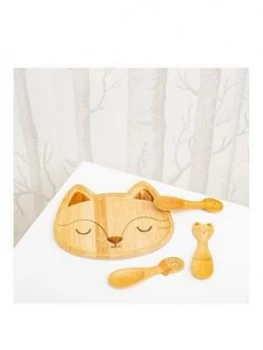 Image of Sass & Belle Woodland Fox Bamboo Plate And Set Of 3 Spoons