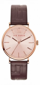 Image of Ted Baker Womens Phylipa Brown Leather Strap Rose Watch