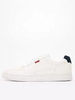 Image of Levis Liam Faux Leather Trainers - White, Size 7, Men