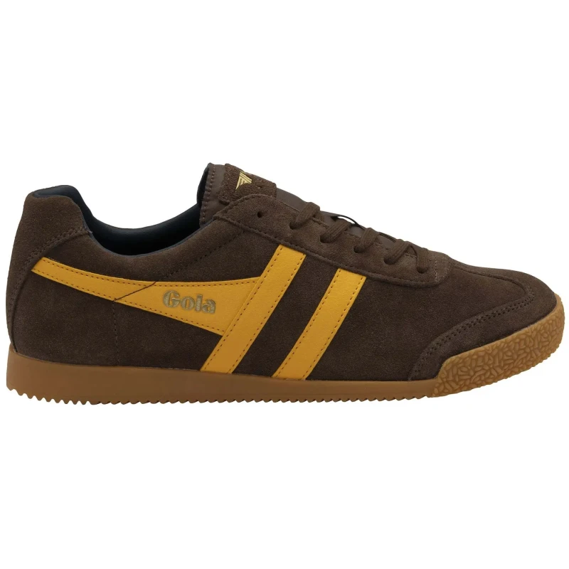 Image of Gola Classics Mens 'Harrier' Suede Lace-Up Trainers in Brown Size: 10 Brown Male 10