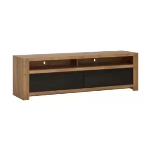 Image of Havana 2 Drawer TV Unit In Lefkas Oak Effect With Matte Black Fronts