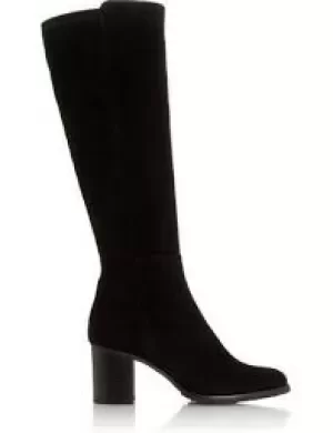 Image of Dune Black Suede 'Twiggie' Mid Block Heel Knee High Boots - 3