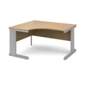 Image of Office Desk Left Hand Corner Desk 1400mm Oak Top With Silver Frame 800mm Depth Vivo