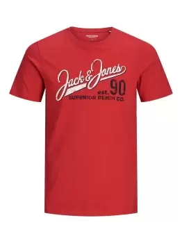 Image of JACK & JONES Cotton Jersey Logo T-Shirt Men Red