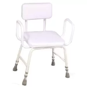 Image of NRS Healthcare Malvern Vinyl Seat Perching Stool (Extra Low: Arms + Padded Back)