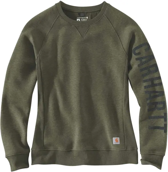 Image of Carhartt Clarksburg Crewneck Ladies Sweatshirt, green, Size S for Women