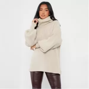 Image of I Saw It First Petite Contrast Rib Roll Neck Jumper - Brown