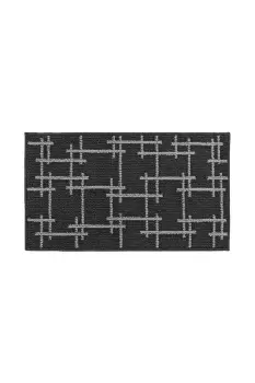 Image of JVL Vector Black Indoor Machine Washable Doormat 40 x 70cm