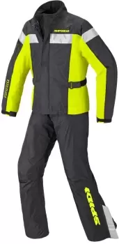 Image of Spidi Touring Rain Kit Two Piece Motorcycle Rain Suit, black-yellow, Size S, black-yellow, Size S