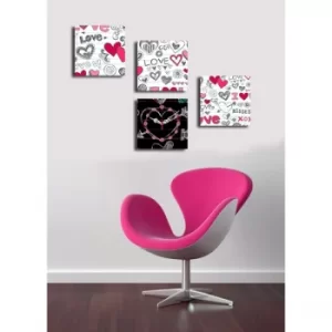 Image of 4P1919CS-2 Multicolor Decorative Canvas Wall Clock (4 Pieces)