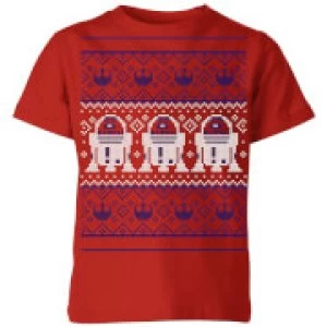 Image of Star Wars R2-D2 Knit Kids Christmas T-Shirt - Red - 9-10 Years
