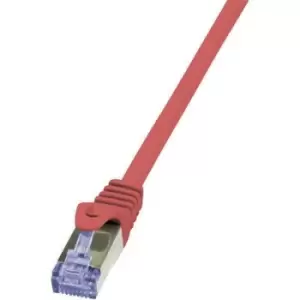 Image of LogiLink CQ3024S RJ45 Network cable, patch cable CAT 6A S/FTP 0.50 m Red Flame-retardant, incl. detent