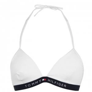 Image of Tommy Bodywear Logo Triangle Bikini Top - White YBR