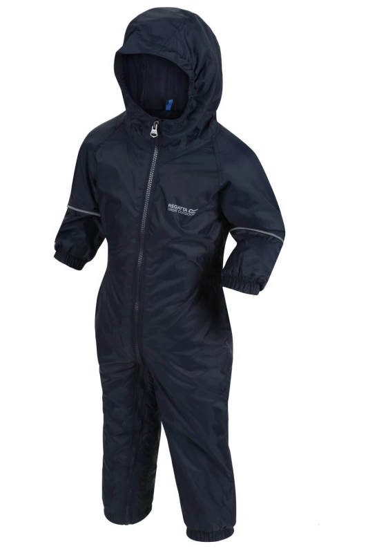 Image of Regatta Splosh Hooded Waterproof Breathable All-in-One in Navy Size: 6-12 m Navy Unisex 6-12 m