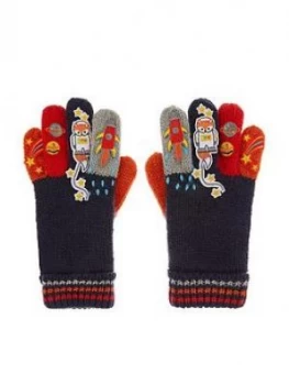 Image of Monsoon Boys Space Fox Novelty Gloves - Multi, Size 3-6 Years