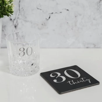 Image of Milestones Cut Glass Whisky Tumbler & Coaster - 30