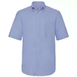 Image of Fruit Of The Loom Mens Short Sleeve Oxford Shirt (S) (Oxford Blue)