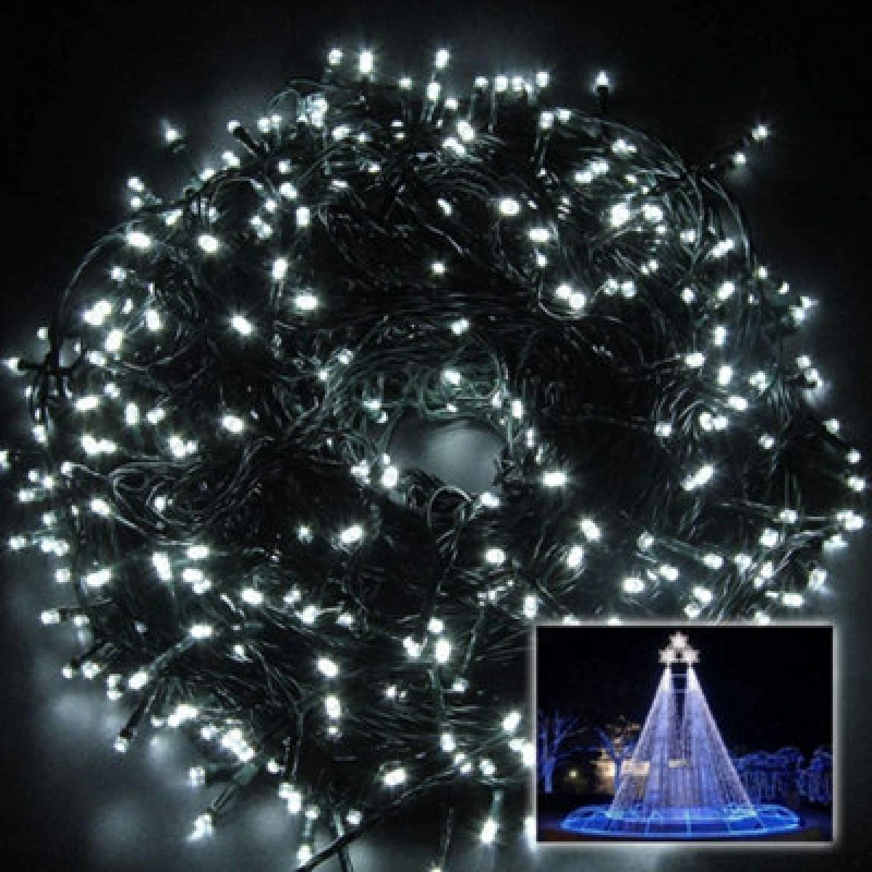 Image of Shatchi 400 LEDs Christmas Fairy String Lights Indoor/Outdoor Green Cable Main power Memory Auto Timer White