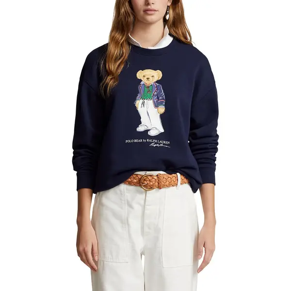 Image of Polo Bear Sweatshirt with Crew Neck in Recycled/Cotton Mix
