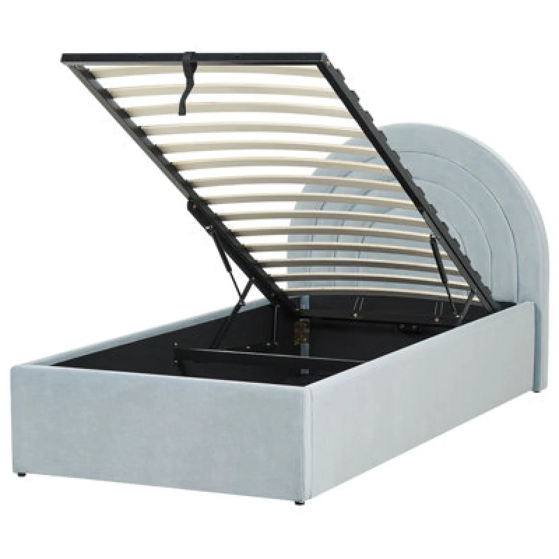 Image of Beliani Kids Ottoman Bed Velvet Anet 90 X 200 Cm (Eu Single) Light Blue