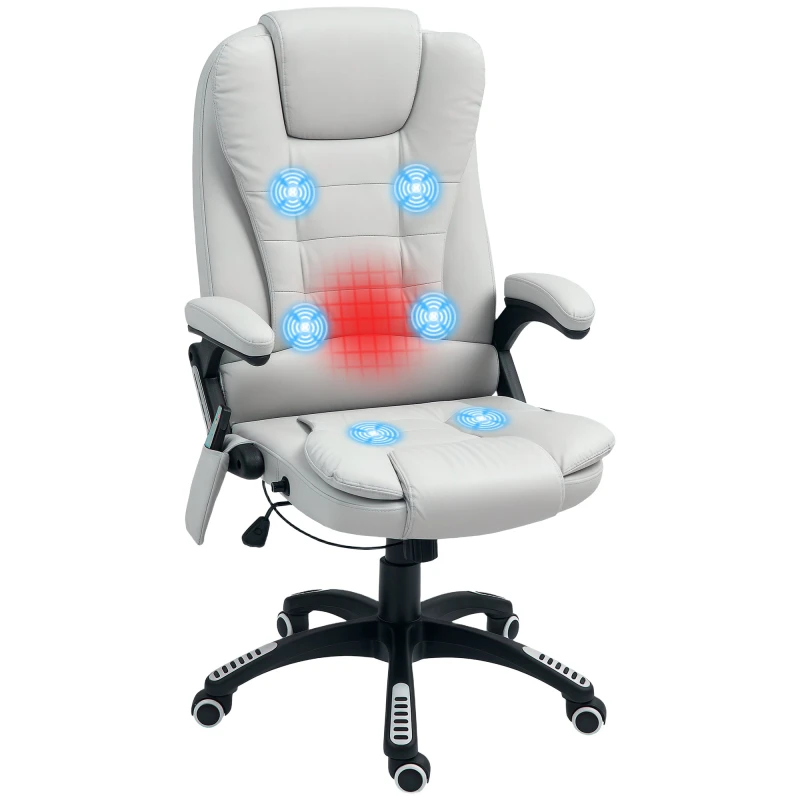 Image of HOMCOM Heated Vibrating Massage Chair with Reclining Function - Light Grey TJ Hughes 5061025095247