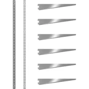 Image of Rothley Krome Twin Slot Shelving Kit 1980mm Uprights (x2) & 270mm Brackets (x6) in Chrome Steel