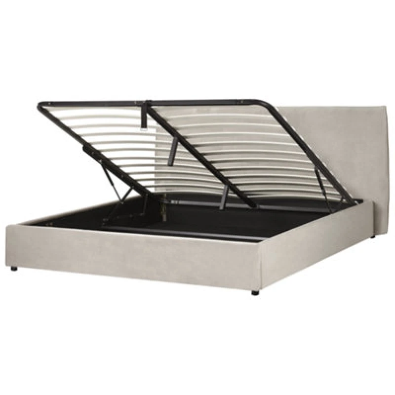Image of Beliani Ottoman Bed Velvet Lavaur 180 X 200 Cm (Eu Super King) Taupe