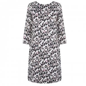 Image of Oui Long Sleeve Leopard Print Dress - 0998 Blk Brown