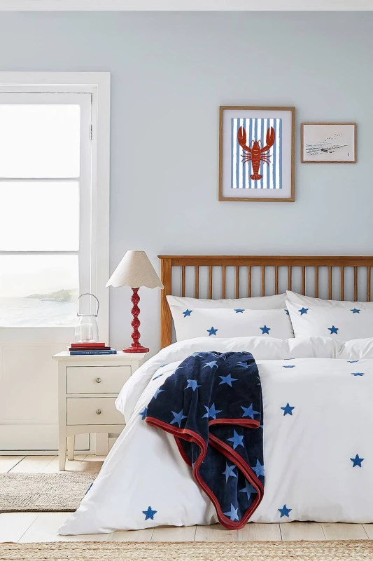 Image of Helena Springfield 'Tufted Star Colbat Blue' Duvet Cover Set in White Size: Double White Unisex Double