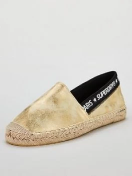 Image of Superdry Erin Elastic Espadrille - Gold , Distressed Gold, Size 8, Women