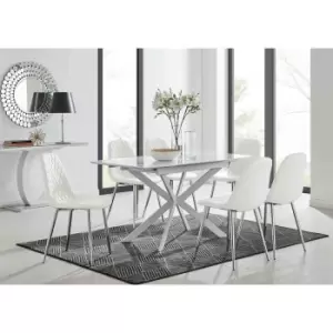 Image of Furniture Box LIRA 120 Extending Dining Table and 6 White Corona Silver Leg Chairs
