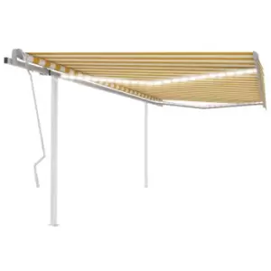 Image of Vidaxl Manual Retractable Awning With LED 4.5X3 M Yellow And White