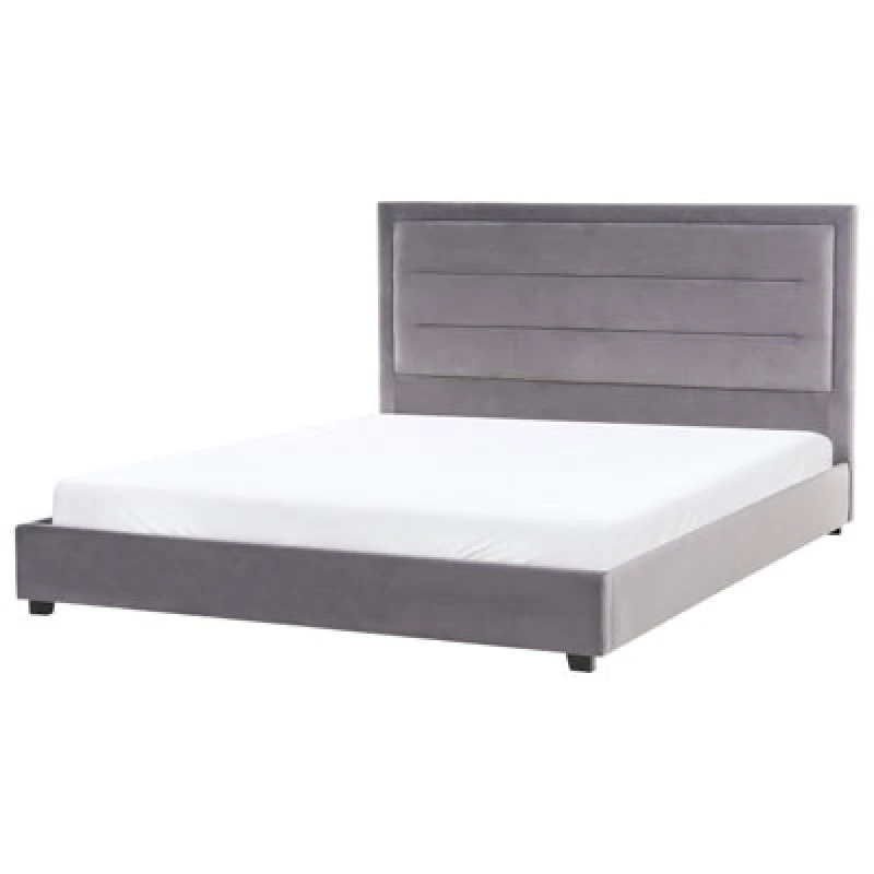 Image of Beliani Bed Velvet Rouen 180 X 200 Cm (Eu Super King) Dark Grey