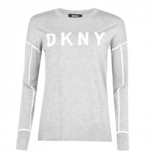 Image of DKNY Logo Knit Jumper - Grey/Ivory