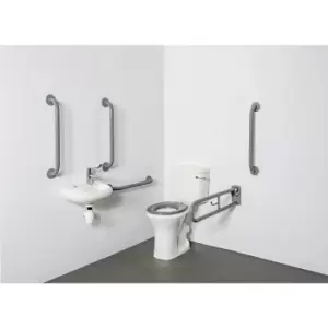 Image of Close coupled Doc M toilet pack steel exposed fixings grey