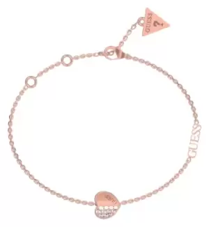 Image of Guess UBB03036JWRGL Rose Gold Plated Plain And Pave Heart Jewellery