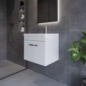 Image of Nuie - Athena Wall Hung 1-Drawer Vanity Unit with Basin-4 500mm Wide - Gloss White