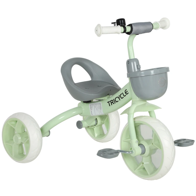 Image of AIYAPLAY Toddler Tricycle with Front Basket for Ages 2-5 Years Boys and Girls - Green