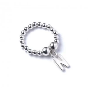 Image of Initial N Charm with Sterling Silver Ball Bead Ring