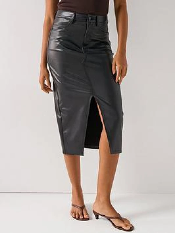Image of Vero Moda Faux Leather Midi Skirt Black Women XS;XL;S