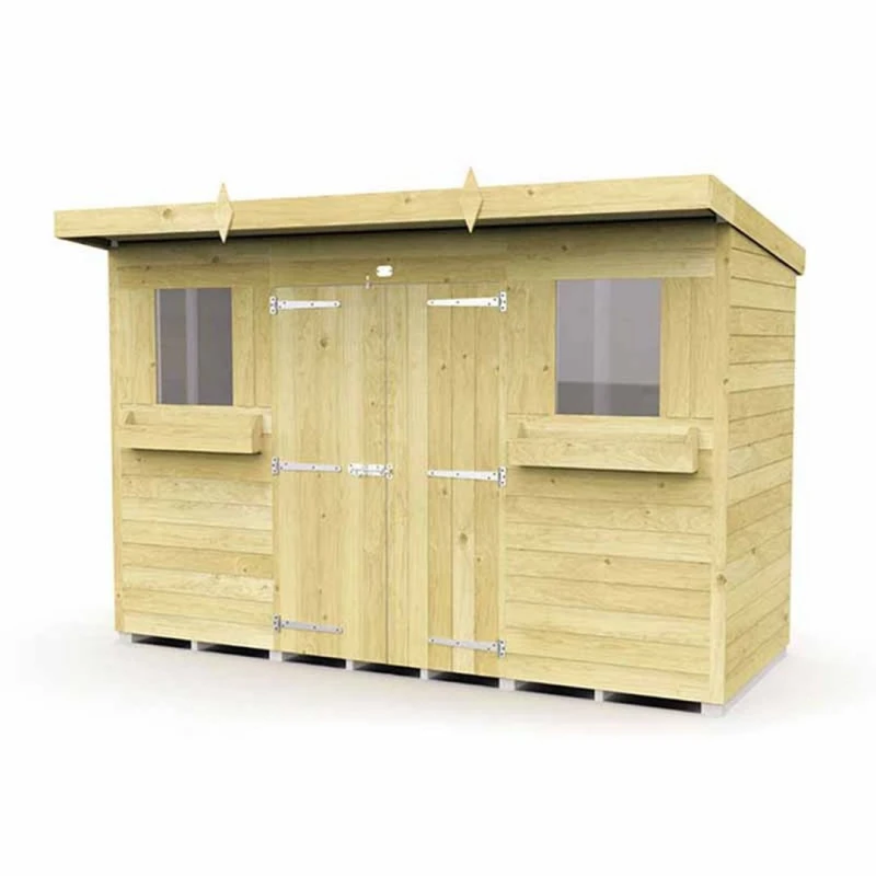 Image of Buttercup Farm 10 x 4 Feet Pent Summer Shed - Wood - L118 x W302 x H201cm in Brown Brown Unisex