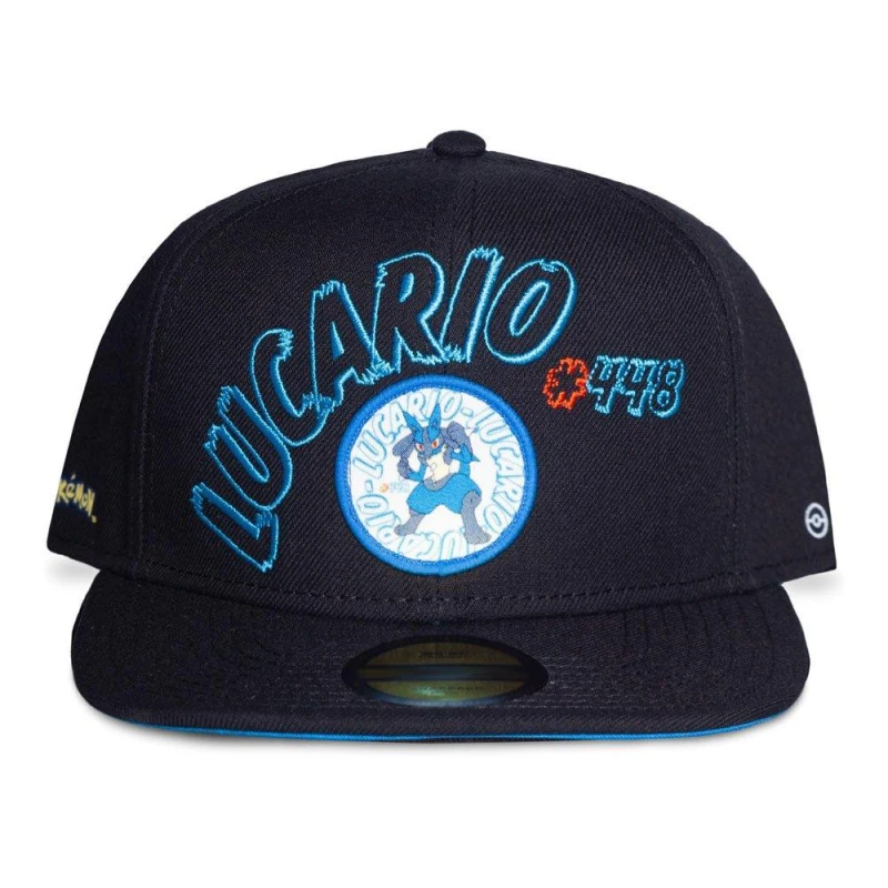 Image of Pokemon Lucario #448 Patch Print Adjustable Cap, Black/Blue (BA015377POK) Multi unisex