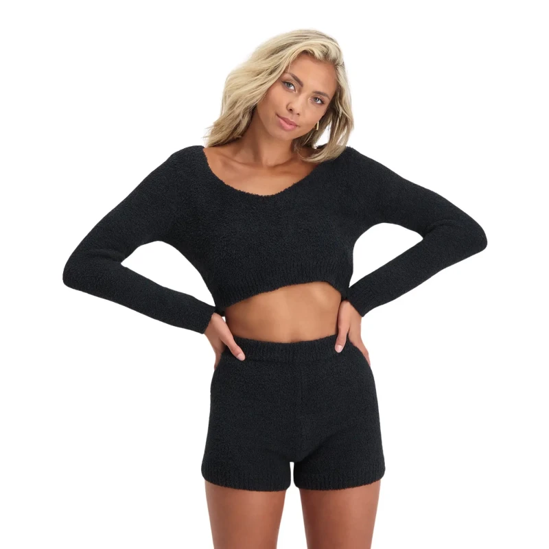 Image of Steve Madden Sports bra Steve Madden Boucle V-neck Noir Female S